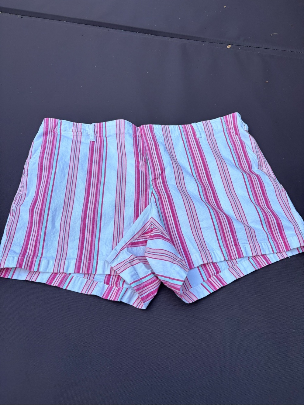 Lands' End Pink and White Striped Women's Bermuda Shorts plus size pockets
